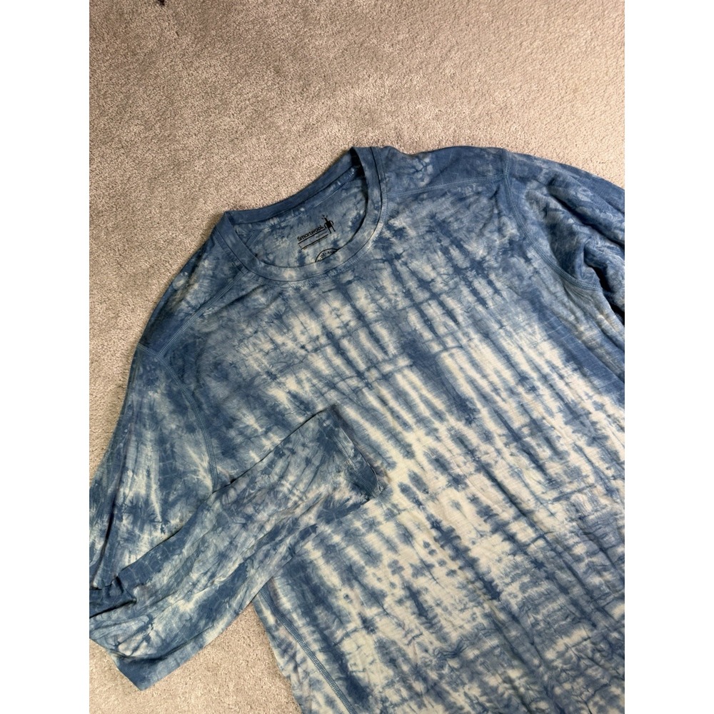 SmartWool Merino Plant Dye Base Layer Mens L Blue Tie-Dye Long Sleeve